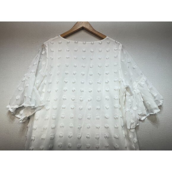 Blooming Jelly Womens Flowy Short Sleeve Shift Dress Size L White Chiffon Summer - Picture 13 of 14